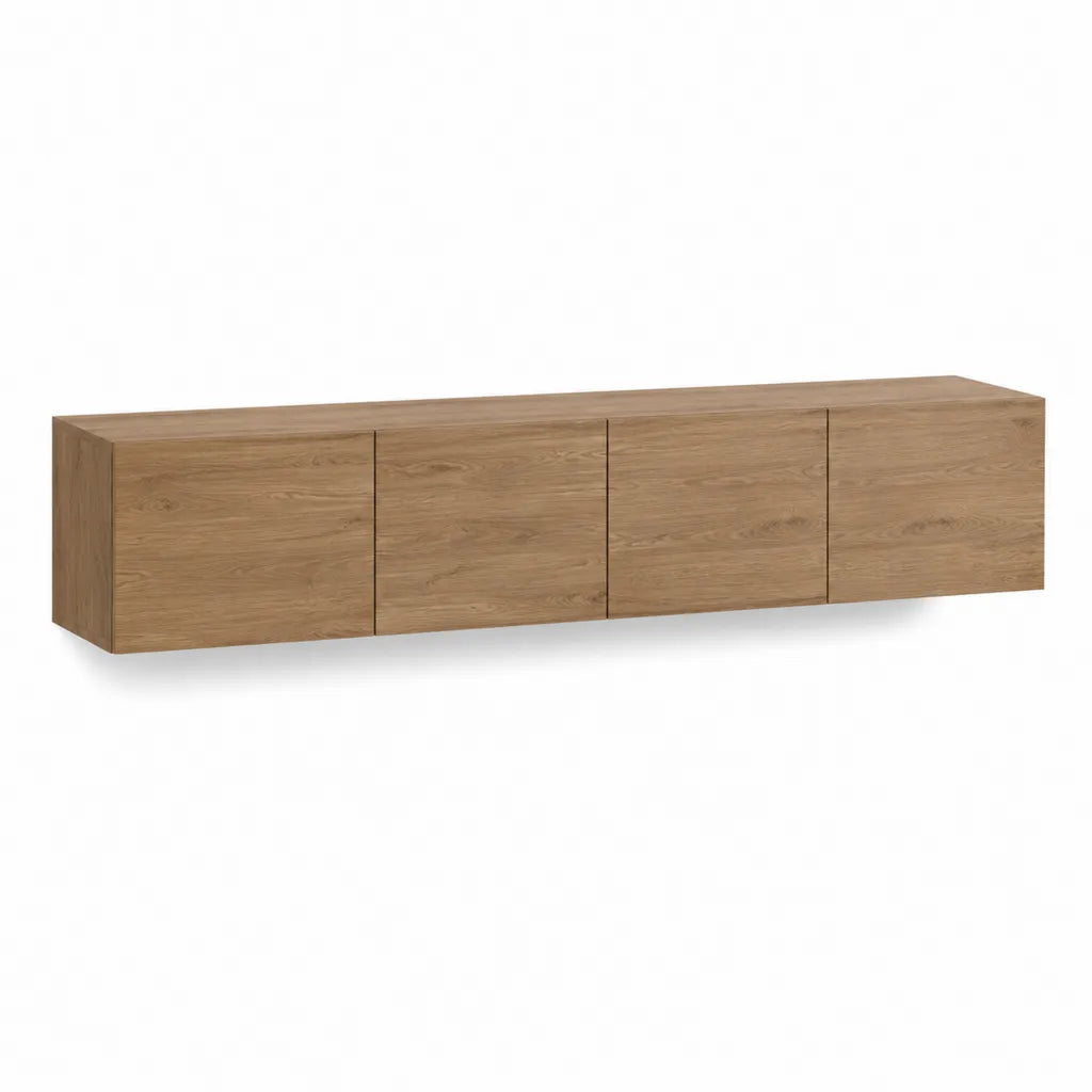 Hänge TV Lowboard 200 x 40 x 45 cm aus Spanplatte mit Eichenholzdekor rechteckig Eiche Natur
