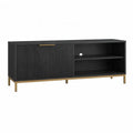 TV-Lowboard 160 x 40 x 60 cm mit Schiebetür und offenen Fächern aus MDF Schwarz Gold