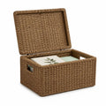 Garten-Aufbewahrungsbox aus PE-Geflecht rechteckig braun 60 x 40 x 35 cm