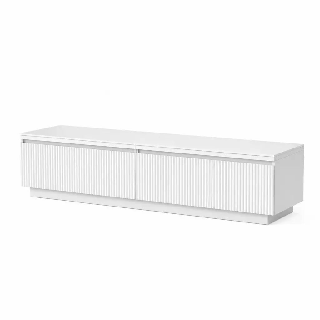 TV-Lowboard mit 2 Türen aus MDF rechteckig Weiß 180 x 40 x 45 cm