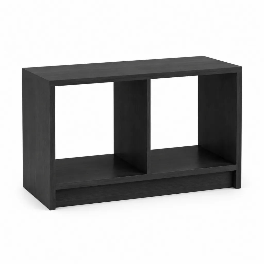 TV-Regal mit 2 offenen Fächern aus melaminharzbeschichteter Spanplatte rechteckig schwarz 80 x 30 x 50 cm