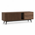 TV Lowboard 180 x 40 x 65 cm aus MDF mit Walnussfurnier rechteckig walnussbraun schwarz