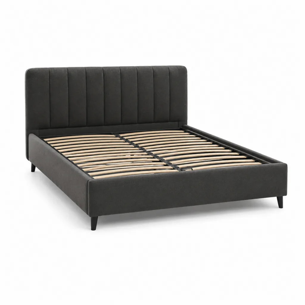 Polsterbett Doppelbett 160 x 200 cm mit Lattenrost Polyester Schwarz