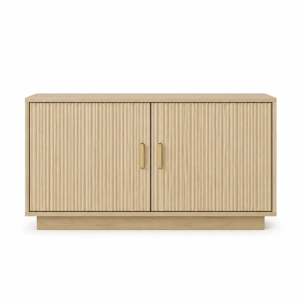 TV-Schrank Sideboard 120 x 40 x 75 cm MDF mit Eichenfurnier rechteckig Natur
