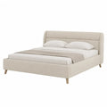 Stauraumbett Doppelbett 180 x 200 cm mit Bettkasten Polyesterbezug Beige