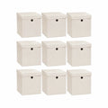 Aufbewahrungsboxen Set 9 Stück 30 x 30 x 30 cm Polypropylen-Vlies quadratisch Cremeweiß
