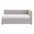 Stauraumbett Tagesbett mit 2 Schubladen 90 x 200 cm Polyester Hellgrau