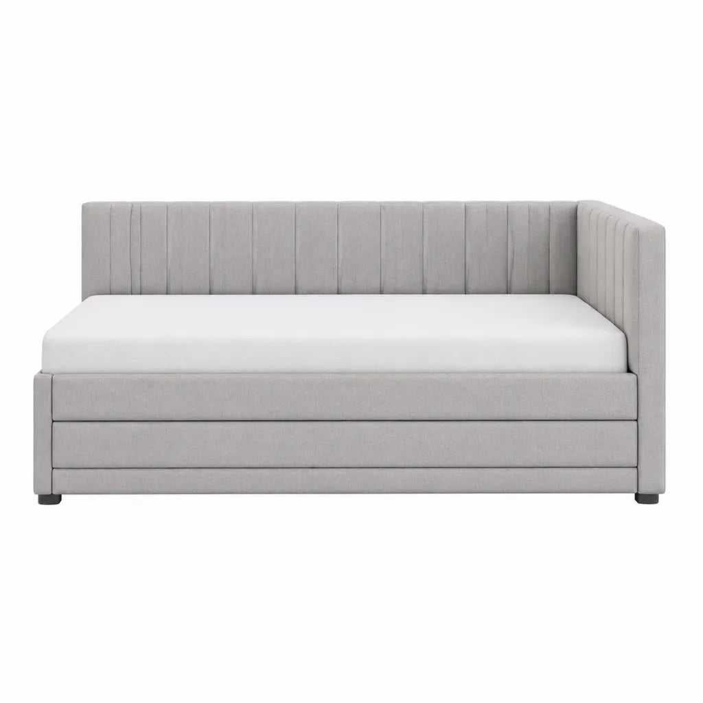 Stauraumbett Tagesbett mit 2 Schubladen 90 x 200 cm Polyester Hellgrau
