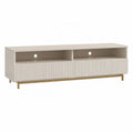 TV-Lowboard mit 2 Türen und offenen Fächern Rechteckig MDF Stahl Weiß Gold 160 x 40 x 55 cm