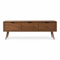 TV Lowboard mit 3 Schubladen aus MDF mit Nussbaumfurnier Braun 160 x 40 x 55 cm