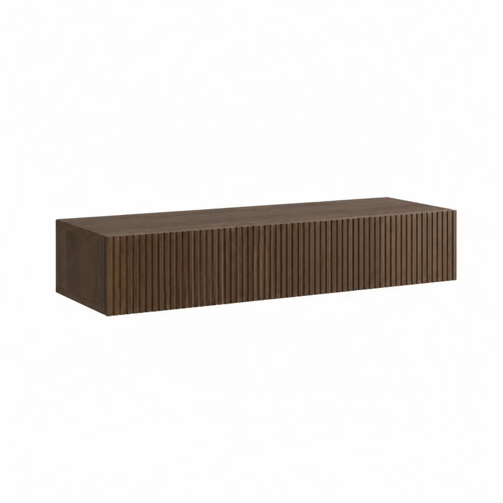 TV-Lowboard 160 x 40 x 40 cm aus MDF in Dunkelbraun mit geriffelter Front