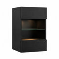 TV-Hängeschrank aus Melaminspanplatte rechteckig schwarz mit Glaseinlegeboden 60 x 30 x 100 cm