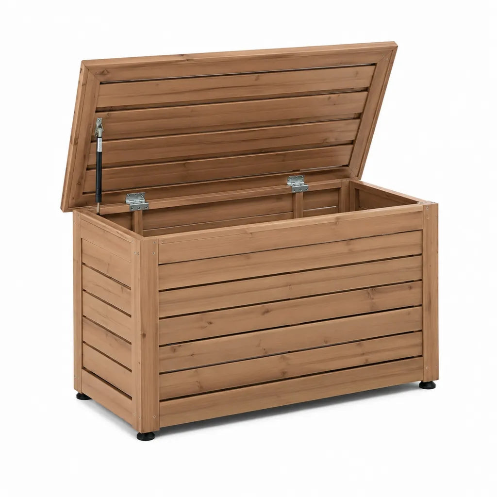 Garten-Aufbewahrungsbox 120 x 62 x 63 cm aus massivem Tannenholz rechteckig naturbraun